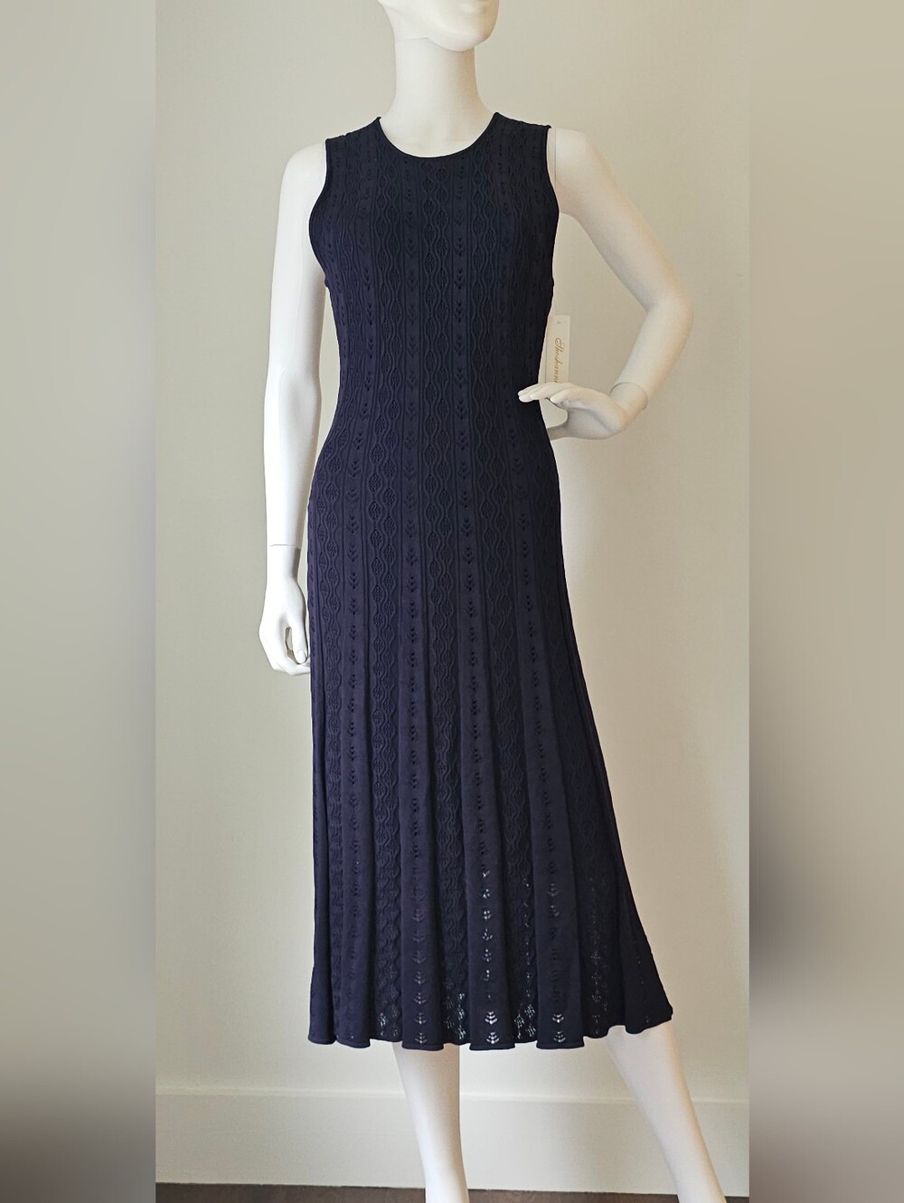 Shoshanna Navy Blue Sleeveless Knit Midi Dress